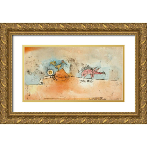 Where the Eggs and the Good Roast Come From Gold Ornate Wood Framed Art Print with Double Matting by Klee, Paul