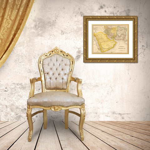 Persia and Arabia 1844 Gold Ornate Wood Framed Art Print with Double Matting by Vintage Maps
