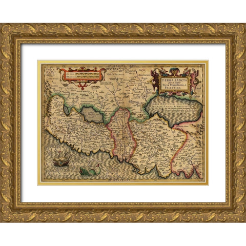 Palestine Holy Land 1782 Gold Ornate Wood Framed Art Print with Double Matting by Vintage Maps