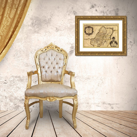 Israel Land of the Hebrew and Jews Gold Ornate Wood Framed Art Print with Double Matting by Vintage Maps