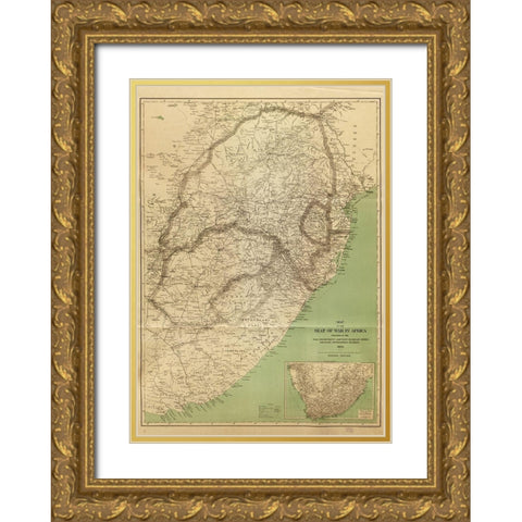 Seat of War in Africa 1899 Gold Ornate Wood Framed Art Print with Double Matting by Vintage Maps