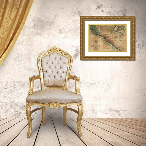Sierra Leone and Liberia Gold Ornate Wood Framed Art Print with Double Matting by Vintage Maps