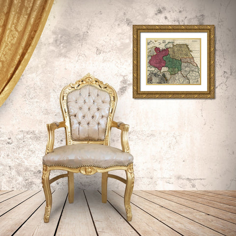 Moscovy Imperial Russia Gold Ornate Wood Framed Art Print with Double Matting by Vintage Maps