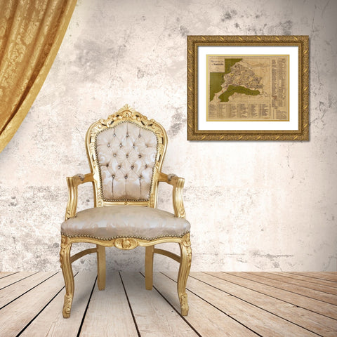 Plan of Vladavostok 1918 Gold Ornate Wood Framed Art Print with Double Matting by Vintage Maps