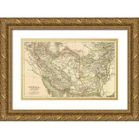 Persia Afghanistan and Baluchistan 1901 Gold Ornate Wood Framed Art Print with Double Matting by Vintage Maps