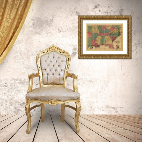 Seat of War 1865 Gold Ornate Wood Framed Art Print with Double Matting by Vintage Maps