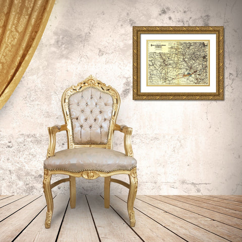 Chester Iron Mountain and Western Railroad 1881 Gold Ornate Wood Framed Art Print with Double Matting by Vintage Maps