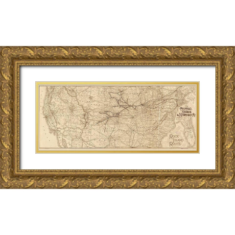 Chicago Kansas and Nebraska 1888 Gold Ornate Wood Framed Art Print with Double Matting by Vintage Maps