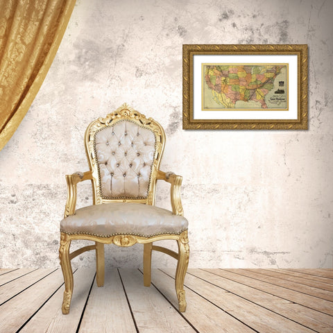 Great Kennesaw Route 1890 Gold Ornate Wood Framed Art Print with Double Matting by Vintage Maps