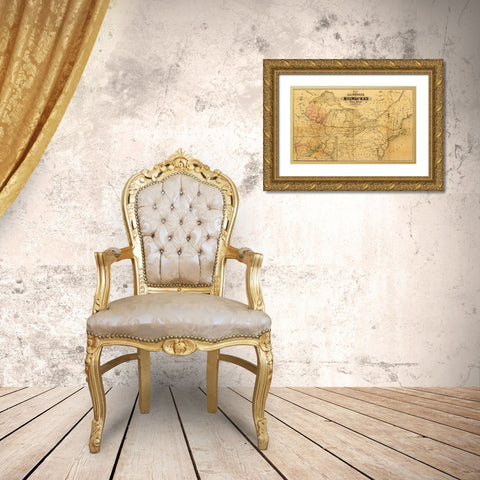 La Crosse and Milwaukee Rail Road 1855 Gold Ornate Wood Framed Art Print with Double Matting by Vintage Maps