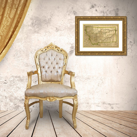 Montana 1881 Gold Ornate Wood Framed Art Print with Double Matting by Vintage Maps