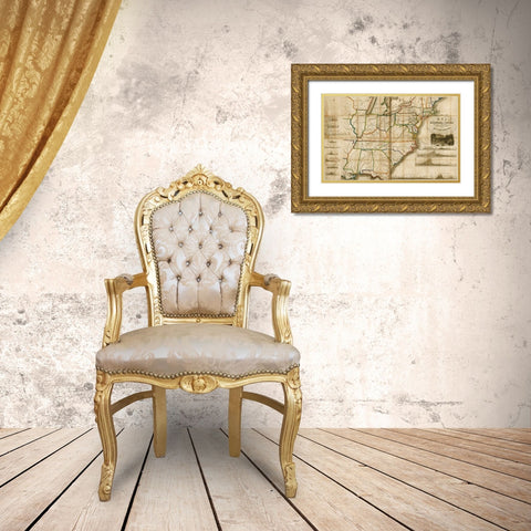 Railroads and canals finished unfinished and in contemplation in the United States 1834 Gold Ornate Wood Framed Art Print with Double Matting by Vintage Maps