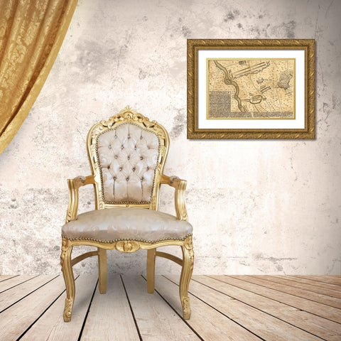 Battle of Whitemarsh Near Philadelphia 1777 Gold Ornate Wood Framed Art Print with Double Matting by Vintage Maps