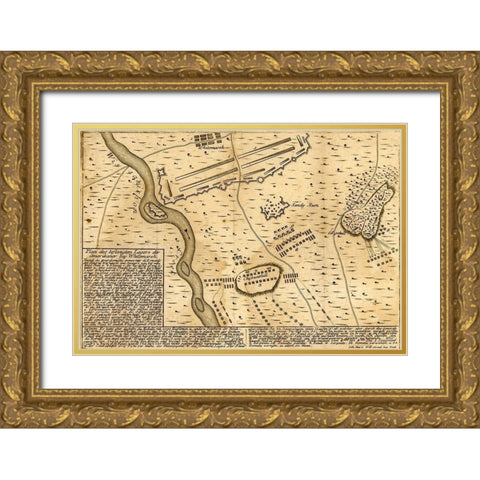 Battle of Whitemarsh Near Philadelphia 1777 Gold Ornate Wood Framed Art Print with Double Matting by Vintage Maps