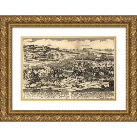 Battle of Germantown near Philadelphia 1777 Gold Ornate Wood Framed Art Print with Double Matting by Vintage Maps