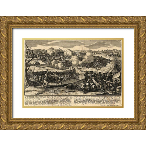 English Army of General Burgoyne with his German Troops 1777 Gold Ornate Wood Framed Art Print with Double Matting by Vintage Maps