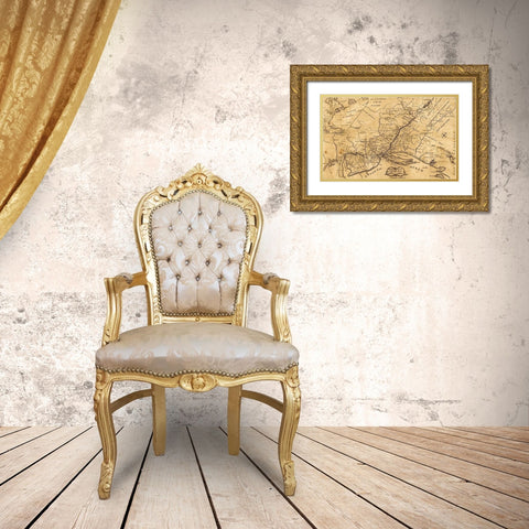 Seat of War in America 1777 Gold Ornate Wood Framed Art Print with Double Matting by Vintage Maps