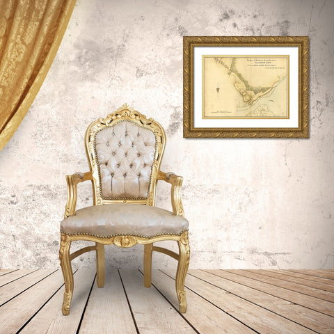 Elizabeth New Jersey 1780 Gold Ornate Wood Framed Art Print with Double Matting by Vintage Maps