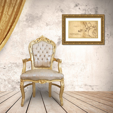 Colonial Defenses of West Poimt from Deserters Map Gold Ornate Wood Framed Art Print with Double Matting by Vintage Maps