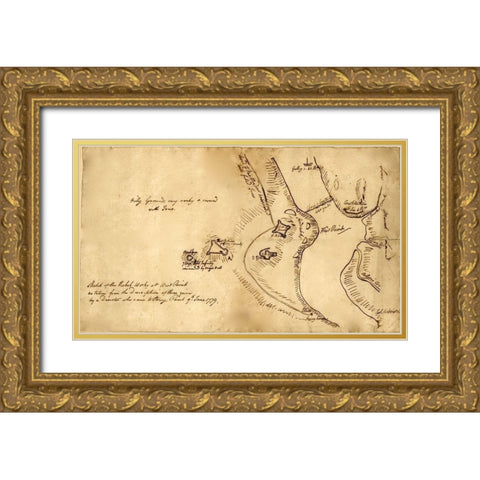 Colonial Defenses of West Poimt from Deserters Map Gold Ornate Wood Framed Art Print with Double Matting by Vintage Maps