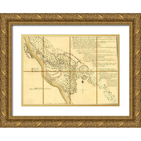 Lafayette Retreat before General Howe at Barren Hill Pennsylvania 1778 Gold Ornate Wood Framed Art Print with Double Matting by Vintage Maps