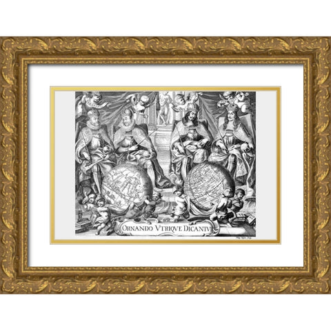 Atlas Frontispiece Gold Ornate Wood Framed Art Print with Double Matting by Kilian, Philip