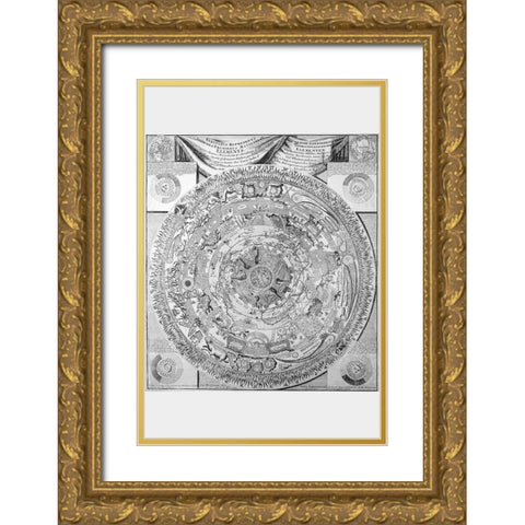 Celestial Map Gold Ornate Wood Framed Art Print with Double Matting by Saliba, Antonio