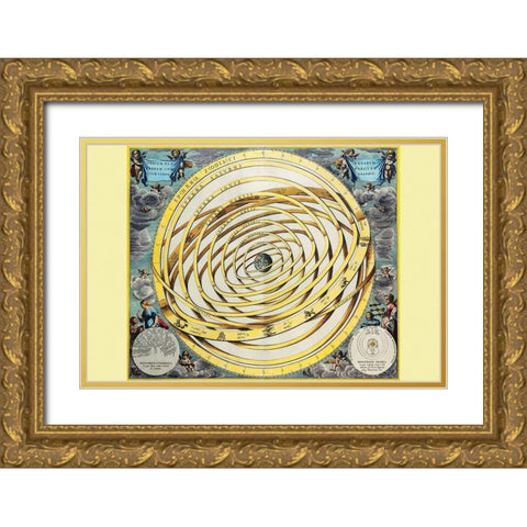Celestial Map Gold Ornate Wood Framed Art Print with Double Matting by Cellarius, Andreas
