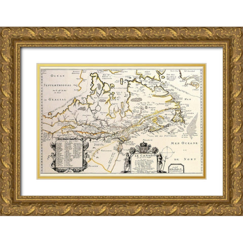 New France or Canada by Champlain Gold Ornate Wood Framed Art Print with Double Matting by Champlain, Samuel De