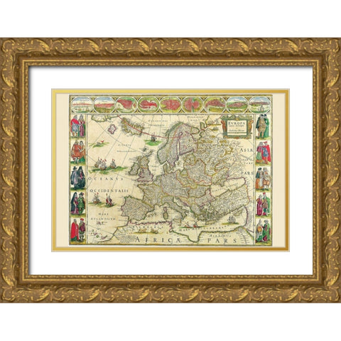 Europe Gold Ornate Wood Framed Art Print with Double Matting by Blaeu, Willem