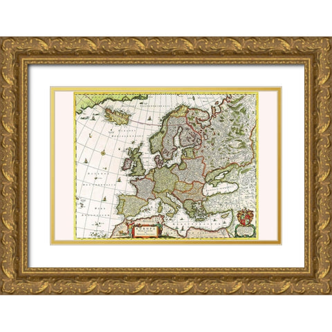 Europe Gold Ornate Wood Framed Art Print with Double Matting by Visscher, Nicolas