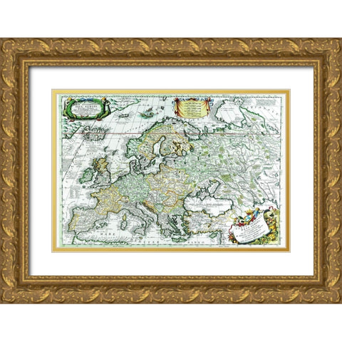 Europe Gold Ornate Wood Framed Art Print with Double Matting by Coronelli, Vincenzo