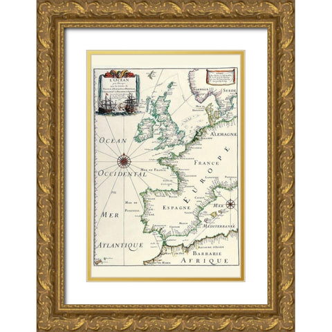Europe Gold Ornate Wood Framed Art Print with Double Matting by Merian, Matthias