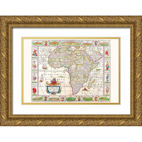 Africa Gold Ornate Wood Framed Art Print with Double Matting by Coronelli, Vincenzo