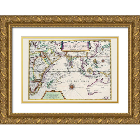 Indies Orientales Southeast Asia Gold Ornate Wood Framed Art Print with Double Matting by Duval, Pierre