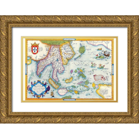 East Indies by Ortelius Gold Ornate Wood Framed Art Print with Double Matting by Ortelius, Abraham