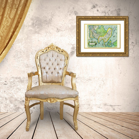 Asia Gold Ornate Wood Framed Art Print with Double Matting by Ortelius, Abraham