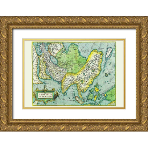 Asia Gold Ornate Wood Framed Art Print with Double Matting by Ortelius, Abraham