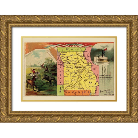 Missouri Gold Ornate Wood Framed Art Print with Double Matting by Arbuckle Brothers
