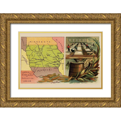 Iowa Gold Ornate Wood Framed Art Print with Double Matting by Arbuckle Brothers