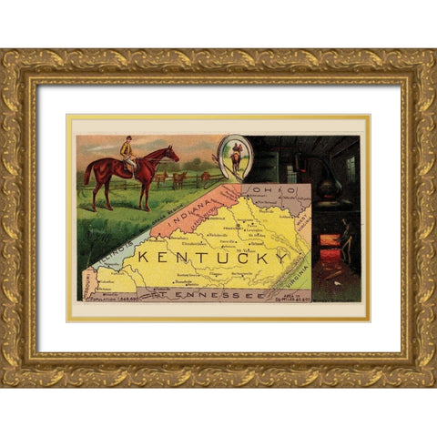 Kentucky Gold Ornate Wood Framed Art Print with Double Matting by Arbuckle Brothers