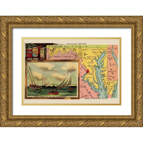 Maryland Gold Ornate Wood Framed Art Print with Double Matting by Arbuckle Brothers
