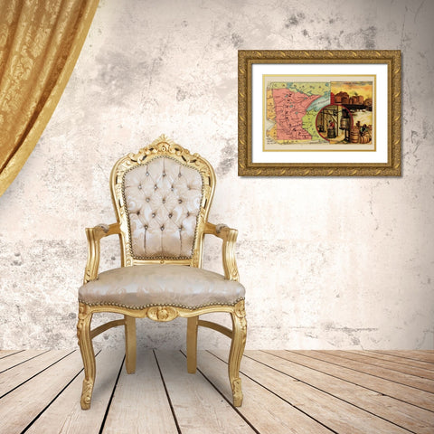Minnesota Gold Ornate Wood Framed Art Print with Double Matting by Arbuckle Brothers