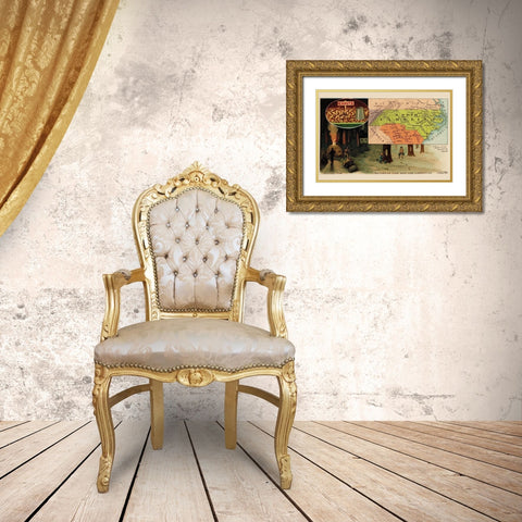 North Carolina Gold Ornate Wood Framed Art Print with Double Matting by Arbuckle Brothers
