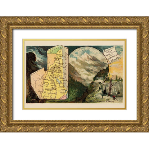 New Hampshire Gold Ornate Wood Framed Art Print with Double Matting by Arbuckle Brothers