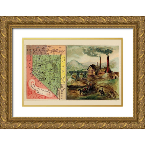 Nevada Gold Ornate Wood Framed Art Print with Double Matting by Arbuckle Brothers