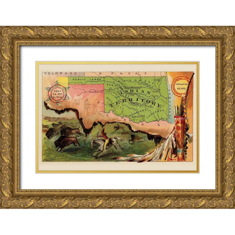 Oklahoma Gold Ornate Wood Framed Art Print with Double Matting by Arbuckle Brothers