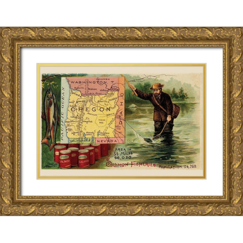 Oregon Gold Ornate Wood Framed Art Print with Double Matting by Arbuckle Brothers