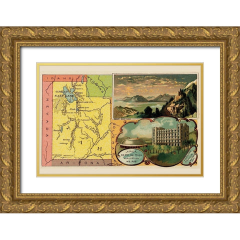 Utah Gold Ornate Wood Framed Art Print with Double Matting by Arbuckle Brothers