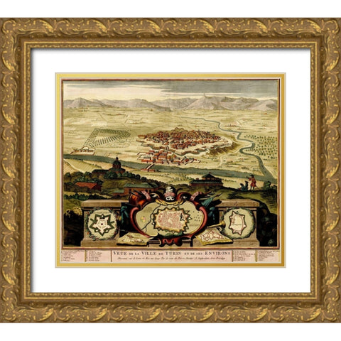 Ivrea Near Turin 1700 Gold Ornate Wood Framed Art Print with Double Matting by Beeck, Anna